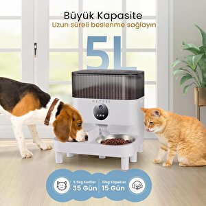 Petfit Catmax Pro Plus 5l Wi-fi Kameralı Çift Kase Akıllı Otomatik Kedi Köpek Mama Kabı Besleme Ünitesi (sesli Komut+çelik Kase+ap
