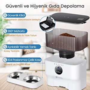Petfit Catmax Pro Plus 5l Wi-fi Kameralı Çift Kase Akıllı Otomatik Kedi Köpek Mama Kabı Besleme Ünitesi (sesli Komut+çelik Kase+ap