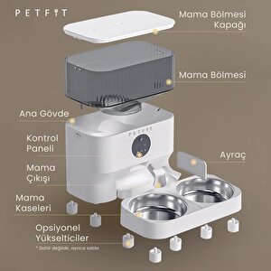 Petfit Catmax Pro Plus 5l Wi-fi Kameralı Çift Kase Akıllı Otomatik Kedi Köpek Mama Kabı Besleme Ünitesi (sesli Komut+çelik Kase+ap