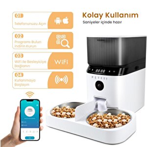 Petfit Autodine X Plus 5l Wi-fi Kameralı Çift Kase Akıllı Otomatik Kedi Köpek Mama Kabı Besleme Ünitesi (sesli Komut+çelik Kase+ap