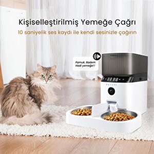 Petfit Autodine X Plus 5l Wi-fi Kameralı Çift Kase Akıllı Otomatik Kedi Köpek Mama Kabı Besleme Ünitesi (sesli Komut+çelik Kase+ap