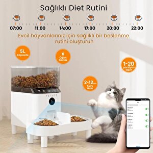 Petfit Autodine X Plus 5l Wi-fi Kameralı Çift Kase Akıllı Otomatik Kedi Köpek Mama Kabı Besleme Ünitesi (sesli Komut+çelik Kase+ap