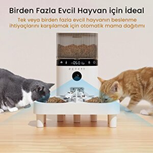 Petfit Autodine X Plus 5l Wi-fi Kameralı Çift Kase Akıllı Otomatik Kedi Köpek Mama Kabı Besleme Ünitesi (sesli Komut+çelik Kase+ap