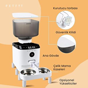 Petfit Autodine X Plus 5l Wi-fi Kameralı Çift Kase Akıllı Otomatik Kedi Köpek Mama Kabı Besleme Ünitesi (sesli Komut+çelik Kase+ap