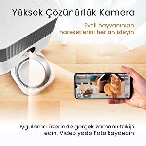 Petfit Catmax Pro 5l Wi-fi Kameralı Akıllı Otomatik Kedi Köpek Mama Kabı Besleme Ünitesi (sesli Komut+çelik Kase+app Kontrol)