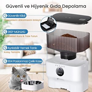 Petfit Catmax Pro 5l Wi-fi Kameralı Akıllı Otomatik Kedi Köpek Mama Kabı Besleme Ünitesi (sesli Komut+çelik Kase+app Kontrol)