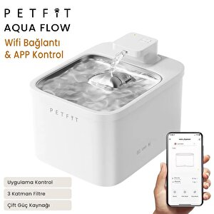 Petfit Aqua Flow 4l Çelik Hazne Wi-fi Bataryalı Akıllı Otomatik Kedi Köpek Su Pınarı Su Çeşmesi Su Şelalesi (ultra Sessiz+uv Filtr