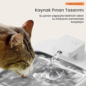 Petfit Aqua Flow 4l Çelik Hazne Wi-fi Bataryalı Akıllı Otomatik Kedi Köpek Su Pınarı Su Çeşmesi Su Şelalesi (ultra Sessiz+uv Filtr