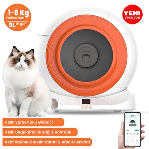 Groove Q-clean Wi-fi Otomatik Akıllı Kedi Tuvaleti Turuncu (ultra Sessiz+akıllı Sprey Koku Giderici+app Kontrol+akıllı Sensör)