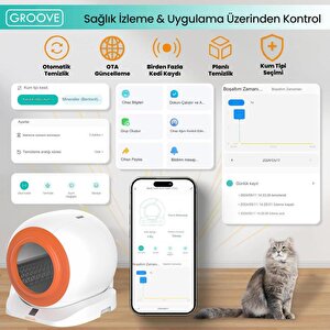 Groove Q-clean Wi-fi Otomatik Akıllı Kedi Tuvaleti Turuncu (ultra Sessiz+akıllı Sprey Koku Giderici+app Kontrol+akıllı Sensör)
