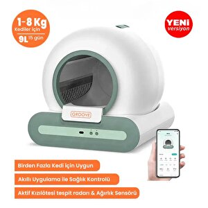 Groove Ti+ 65l Wi-fi Otomatik Akıllı Kedi Tuvaleti Yeşil (ultra Sessiz+app Kontrol+akıllı Sensör+uv Filtre)