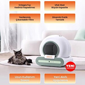 Groove Ti+ 65l Wi-fi Otomatik Akıllı Kedi Tuvaleti Yeşil (ultra Sessiz+app Kontrol+akıllı Sensör+uv Filtre)