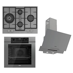 Fryart-silentart Serisi Gri Set (ed078 + Qep63cpr +d065-sa ) - Döküm Izgara / 67 Cm Ocak