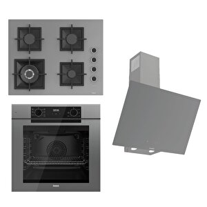 Fryart-silentart Serisi Gri Set (sc408-wfa + Qep63cpr +d079-sa ) - Döküm Izgara / 65 Cm Ocak