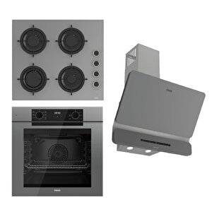 Fryart-silentart Serisi Gri Set (cs208-fa + Qep63cpr +d082-sa ) - Emaye Izgara / Kademeli Musluk