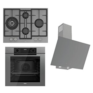 Fryart-silentart Serisi Gri Set (ed078 + Qep63cpr +d079-sa ) - Döküm Izgara / 67 Cm Ocak