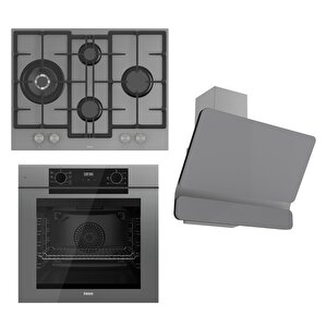 Fryart Serisi Gri Set (ed078 + Qep63cpr +d082 ) - Döküm Izgara / 67 Cm Ocak