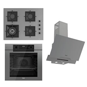 Fryart-silentart Serisi Gri Set (sc408-wfa + Qep63cpr +d065-sa ) - Döküm Izgara / 65 Cm Ocak