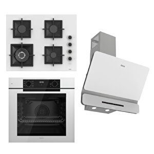 Fryart-silentart Serisi Beyaz Set (sc406-wfa + Qep63cb +d081-sa ) - Döküm Izgara / 65 Cm Ocak
