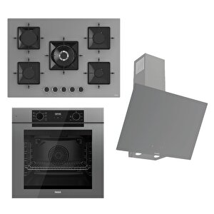Fryart-silentart Serisi Gri Set (ss038 + Qep63cpr +d079-sa ) - Döküm Izgara / 75 Cm Ocak