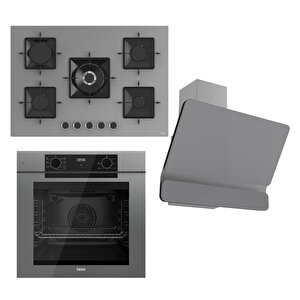 Fryart Serisi Gri Set (ss038 + Qep63cpr +d082 ) - Döküm Izgara / 75 Cm Ocak