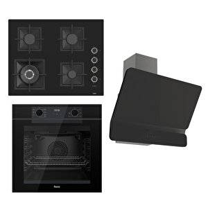 Fryart  Serisi Siyah Set (sc405-wfa + Qep63cs +d080 ) - Döküm Izgara / 65 Cm Ocak