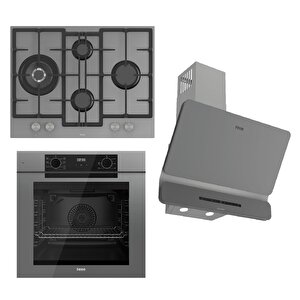 Fryart-silentart Serisi Gri Set (ed078 + Qep63cpr +d082-sa ) - Döküm Izgara / 67 Cm Ocak