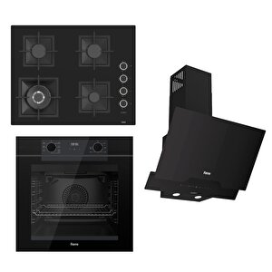 Fryart-silentart Serisi Siyah Set (sc405-wfa + Qep63cs +d063-sa ) - Döküm Izgara / 65 Cm Ocak