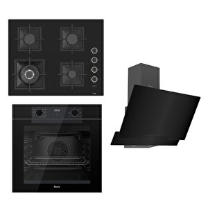 Fryart Serisi Siyah Set (sc405-wfa + Qep63cs +d063 ) - Döküm Izgara - 65 Cm Ocak