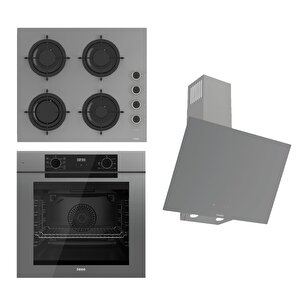 Fryart-silentart Serisi Gri Set (cs208-fa + Qep63cpr +d079-sa ) - Emaye Izgara / Kademeli Musluk