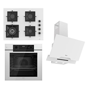 Fryart-silentart Serisi Beyaz Set (sc406-wfa + Qep63cb +d064-sa ) - Döküm Izgara / 65 Cm Ocak
