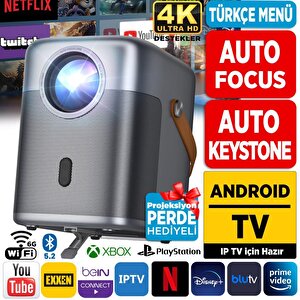 Vankyo H300a Android Tv 4k Destekli Projeksiyon Cihazı +auto Focus+auto Keystone 6g Wi-fi+5.2 Bluetooth 240 Inç Yansıtma+hifi Dolb
