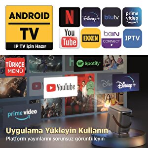 Vankyo H300a Android Tv 4k Destekli Projeksiyon Cihazı +auto Focus+auto Keystone 6g Wi-fi+5.2 Bluetooth 240 Inç Yansıtma+hifi Dolb