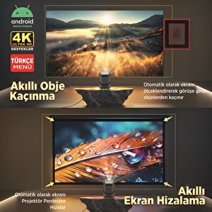 Vankyo H300a Android Tv 4k Destekli Projeksiyon Cihazı +auto Focus+auto Keystone 6g Wi-fi+5.2 Bluetooth 240 Inç Yansıtma+hifi Dolb