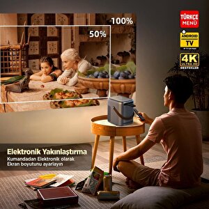 Vankyo H300a Android Tv 4k Destekli Projeksiyon Cihazı +auto Focus+auto Keystone 6g Wi-fi+5.2 Bluetooth 240 Inç Yansıtma+hifi Dolb