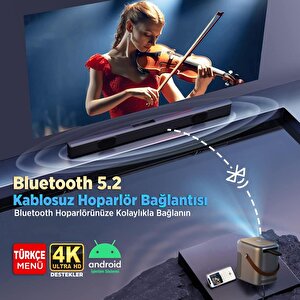 Vankyo H300a Android Tv 4k Destekli Projeksiyon Cihazı +auto Focus+auto Keystone 6g Wi-fi+5.2 Bluetooth 240 Inç Yansıtma+hifi Dolb