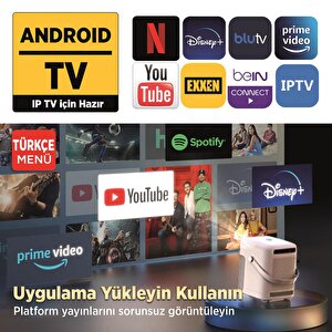 Vankyo H300a Android Tv 4k Destekli Projeksiyon Cihazı +auto Focus+auto Keystone 6g Wi-fi+5.2 Bluetooth 240 Inç Yansıtma+hifi Dolb
