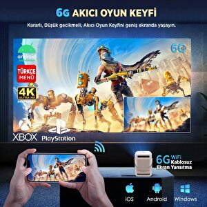 Vankyo H300a Android Tv 4k Destekli Projeksiyon Cihazı +auto Focus+auto Keystone 6g Wi-fi+5.2 Bluetooth 240 Inç Yansıtma+hifi Dolb