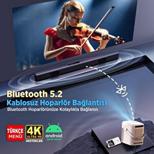 Vankyo H300a Android Tv 4k Destekli Projeksiyon Cihazı +auto Focus+auto Keystone 6g Wi-fi+5.2 Bluetooth 240 Inç Yansıtma+hifi Dolb