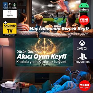 Vankyo Sunspark 500w Android Tv 1080p Destekli Projeksiyon Cihazı  5g Wi-fi + 5.1 Bluetooth - Lcd Led - 240 Inç Yansıtma-dahili Ho