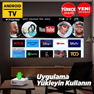 Vankyo Sunspark 500w Android Tv 1080p Destekli Projeksiyon Cihazı  5g Wi-fi + 5.1 Bluetooth - Lcd Led - 240 Inç Yansıtma-dahili Ho