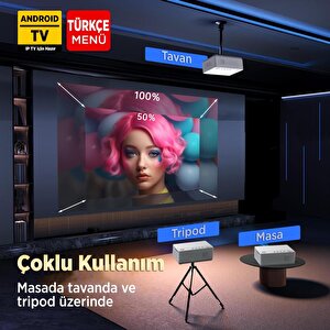 Vankyo Leisure L470a Android Tv 1080p Destekli Projeksiyon Cihazı +auto Focus+auto Keystone+6g Wifi+5.2 Bluetooth+300 İnç Yansıtma
