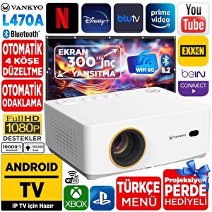 Vankyo Leisure L470a Android Tv 1080p Destekli Projeksiyon Cihazı +auto Focus+auto Keystone+6g Wifi+5.2 Bluetooth+300 İnç Yansıtma