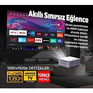Vankyo Leisure L470a Android Tv 1080p Destekli Projeksiyon Cihazı +auto Focus+auto Keystone+6g Wifi+5.2 Bluetooth+300 İnç Yansıtma