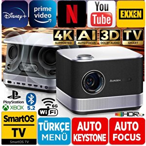 Vankyo Aurzen Boom 3 4k Android Tv Projeksiyon Cihazı +auto Focus+auto Keystone+6g Wifi+5.2 Bluetooth+300 İnç Yansıtma+36w Hifi Do