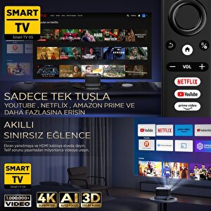 Vankyo Aurzen Boom 3 4k Android Tv Projeksiyon Cihazı +auto Focus+auto Keystone+6g Wifi+5.2 Bluetooth+300 İnç Yansıtma+36w Hifi Do