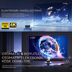 Vankyo Aurzen Boom 3 4k Android Tv Projeksiyon Cihazı +auto Focus+auto Keystone+6g Wifi+5.2 Bluetooth+300 İnç Yansıtma+36w Hifi Do