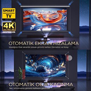 Vankyo Aurzen Boom 3 4k Android Tv Projeksiyon Cihazı +auto Focus+auto Keystone+6g Wifi+5.2 Bluetooth+300 İnç Yansıtma+36w Hifi Do