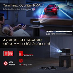 Vankyo Aurzen Boom 3 4k Android Tv Projeksiyon Cihazı +auto Focus+auto Keystone+6g Wifi+5.2 Bluetooth+300 İnç Yansıtma+36w Hifi Do