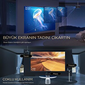 Vankyo Aurzen Boom 3 4k Android Tv Projeksiyon Cihazı +auto Focus+auto Keystone+6g Wifi+5.2 Bluetooth+300 İnç Yansıtma+36w Hifi Do